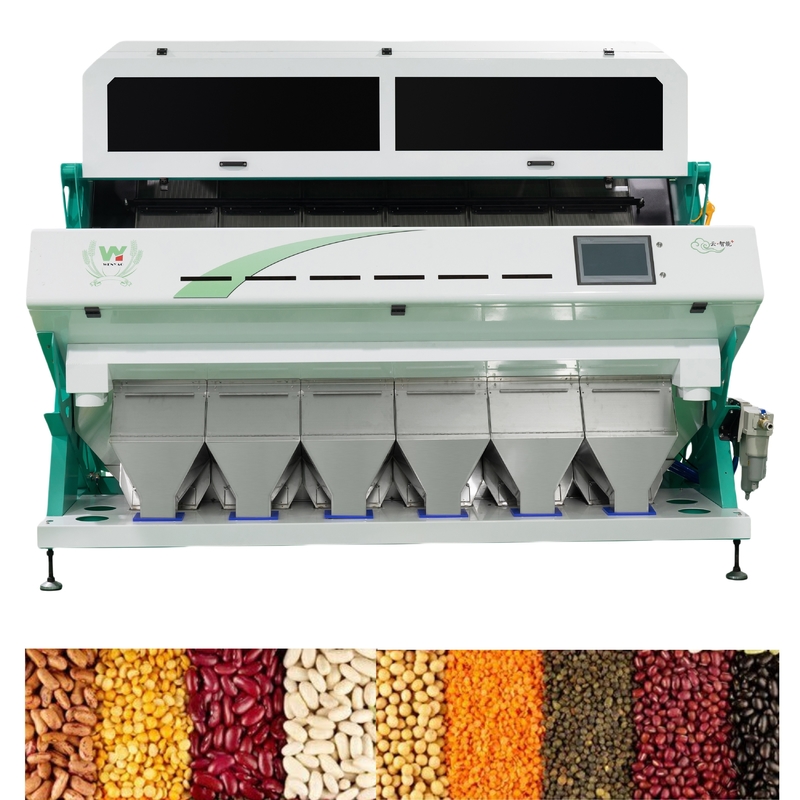 La caméra CCD intelligente 6 chute est une machine de tri de couleurs de haricots avec un fonctionnement facile.