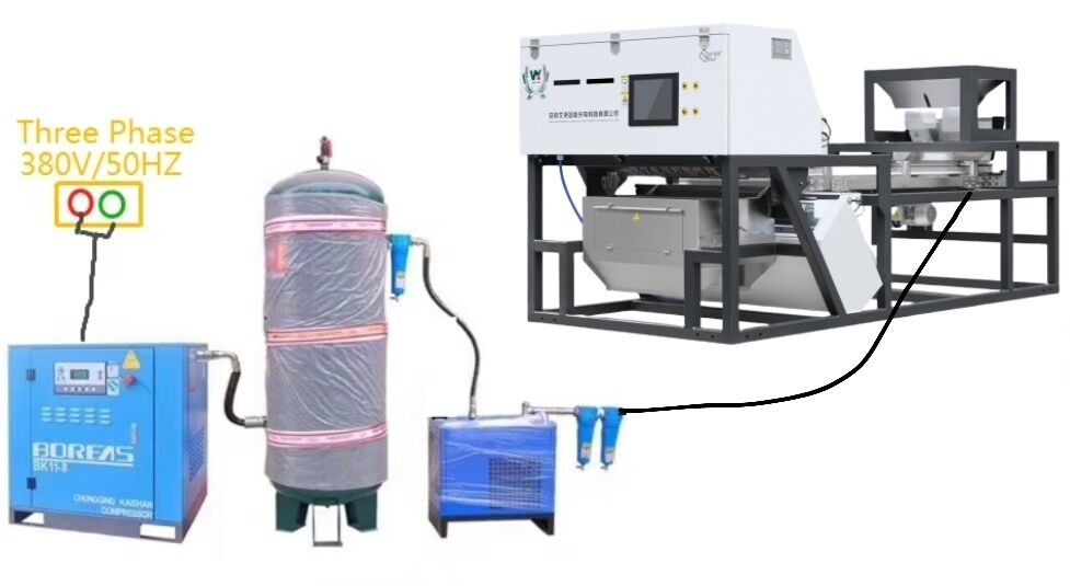 Trieuse colorimétrique intelligente Wenyao Heavy Duty avec caméra CCD RVB pour le tri des piments et de l'ail et un débit de 1000-1500 kg/h avec télécommande Wifi