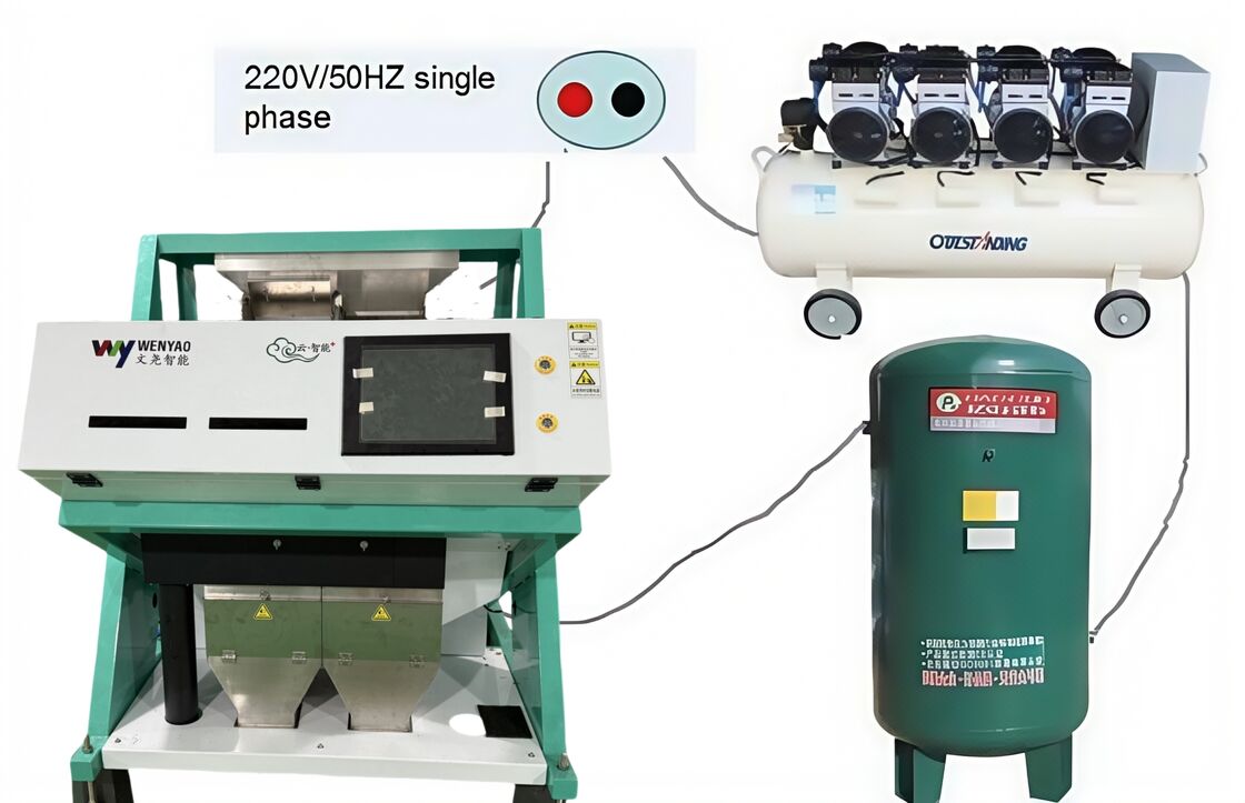 Machine de tri de la couleur du riz à haute précision Wenyao Machine de tri optique pour le nettoyage des céréales avec réservoir d'air de compresseur d'air