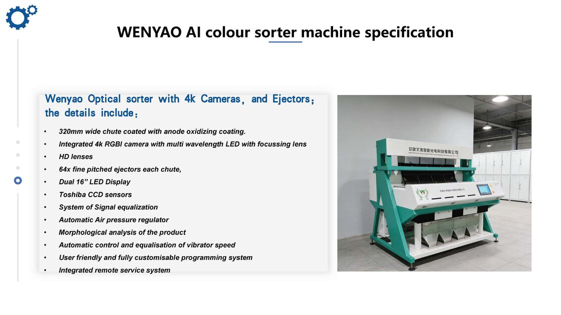 Machine de tri de couleur Wenyao, étalonnage des couleurs, paramètres réglables de précision pour les opérations de tri du riz, trieur de couleur