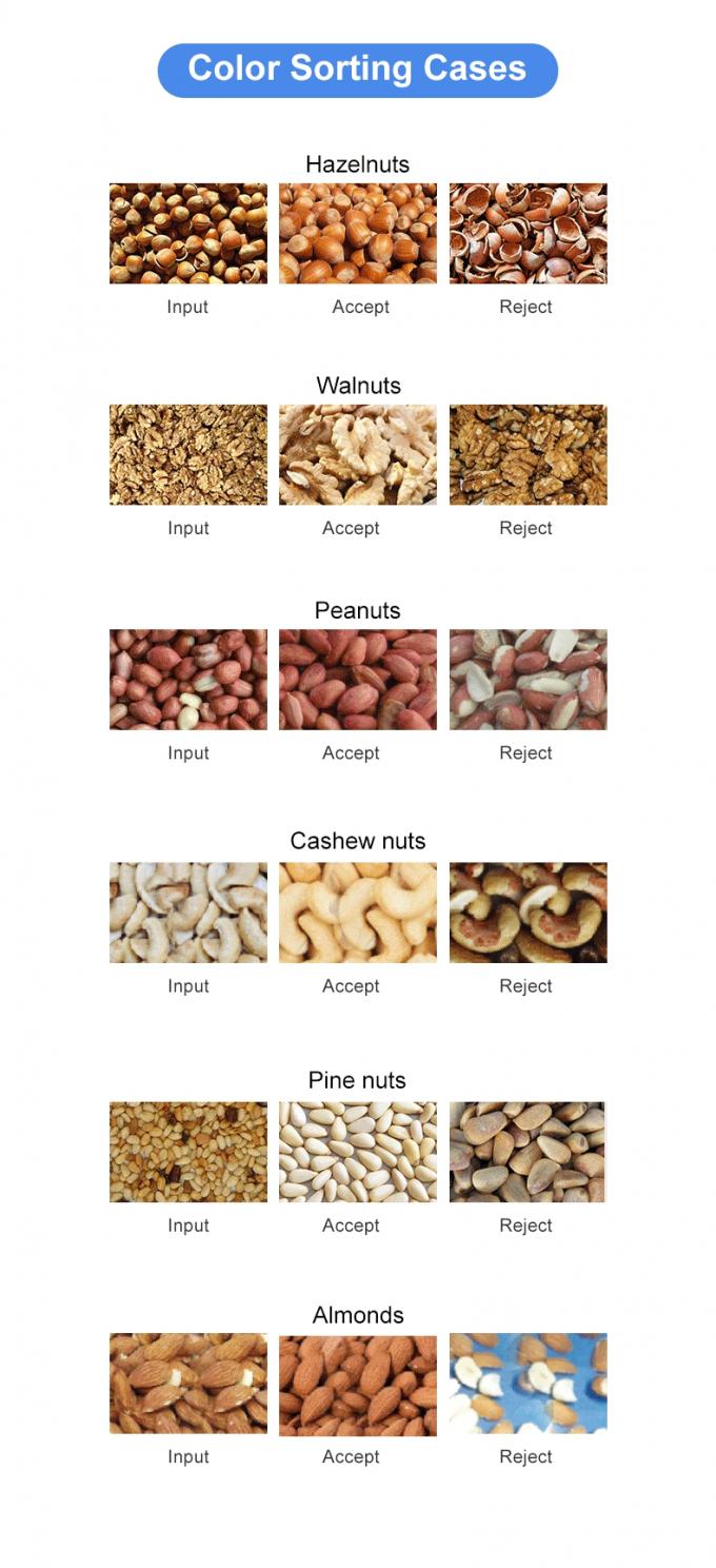 Machine de tri en couleur de noix de cajou à 6 chute intelligente avec capteur Toshiba CCD et caméra RVB 2