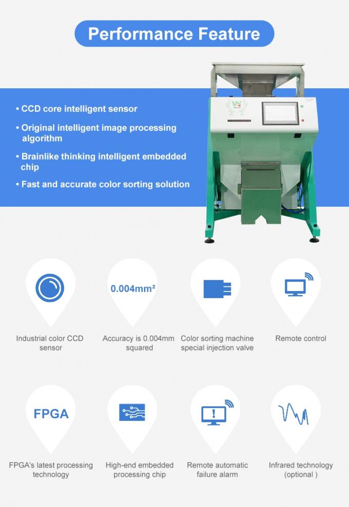 Machine de tri en couleur de noix de cajou à 6 chute intelligente avec capteur Toshiba CCD et caméra RVB 3